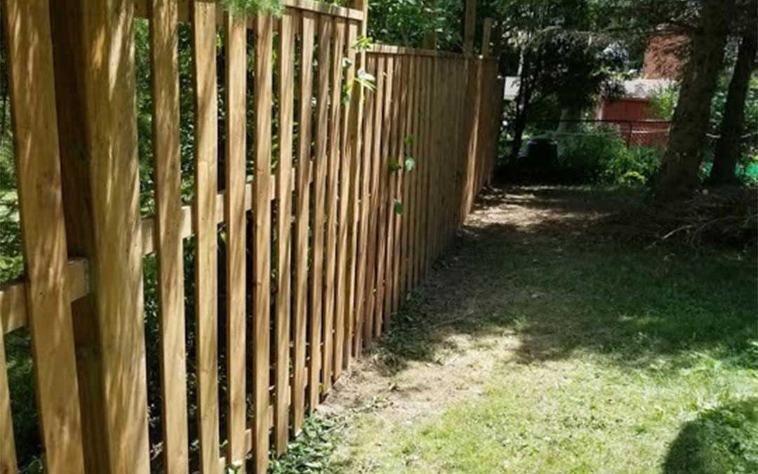 wooden fencing in backyard