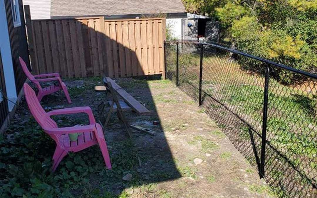 wooden and chain link fence combined